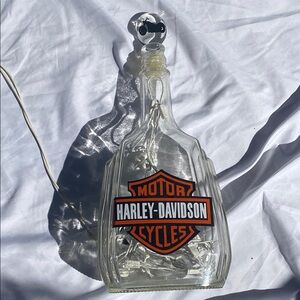 Harley-Davidson Glass Bottle Decanter with Logo and Lights
